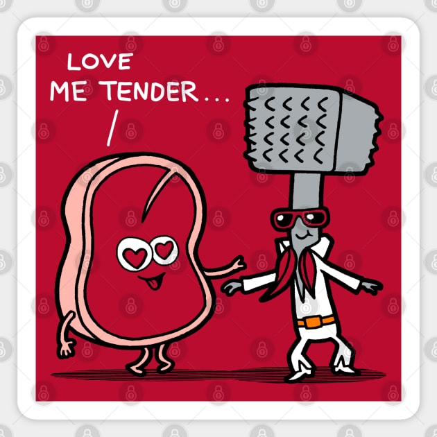 Love Me Tenderizer Funny Cute Relationship Romantic Vintage Retro Funny Valentine Gift Sticker by BoggsNicolas